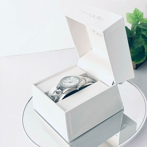 NWT Gorgeous Tahari Silver White Quartz White Dial Stainless Steel Women’s Watch main image 5